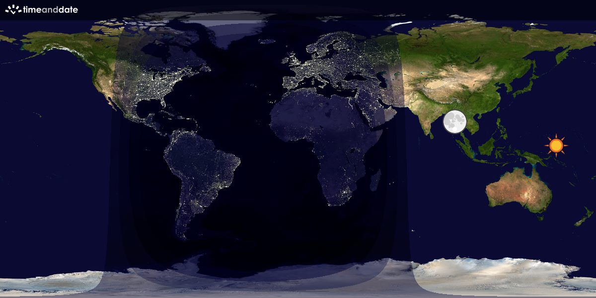 Verdenskart som viser dag og natt 