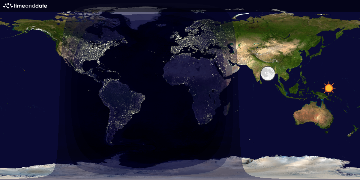 Verdenskart som viser dag og natt 