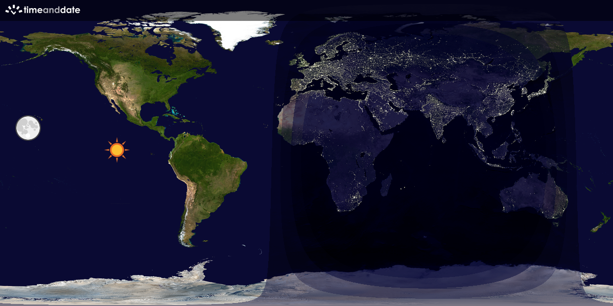 Verdenskart som viser dag og natt 
