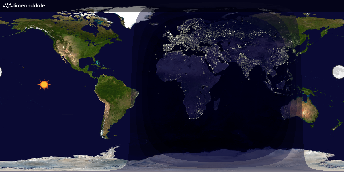 Verdenskart som viser dag og natt 