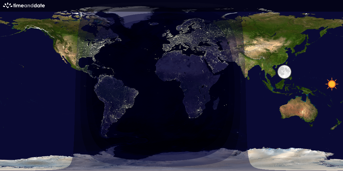Verdenskart som viser dag og natt 