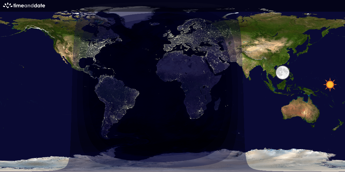 Verdenskart som viser dag og natt 