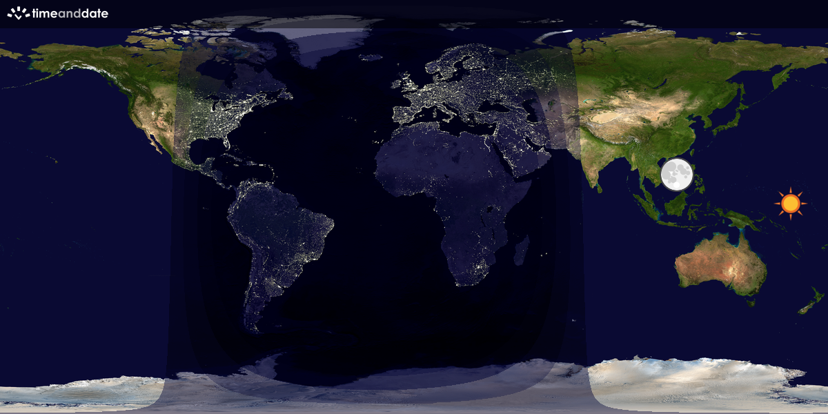 Verdenskart som viser dag og natt 
