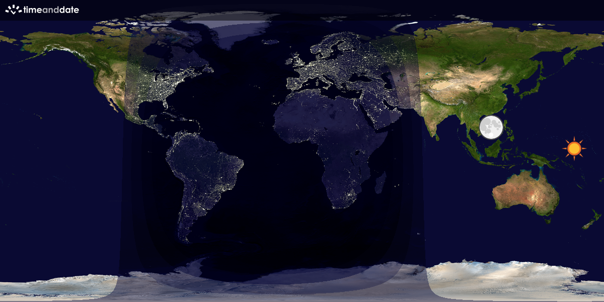 Verdenskart som viser dag og natt 