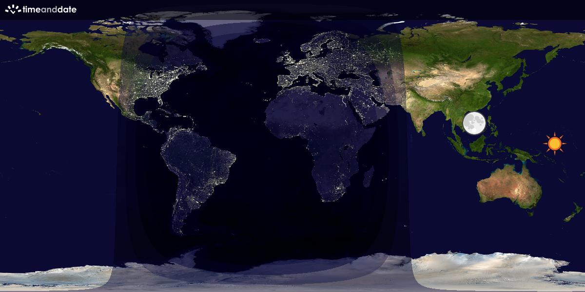 Verdenskart som viser dag og natt 