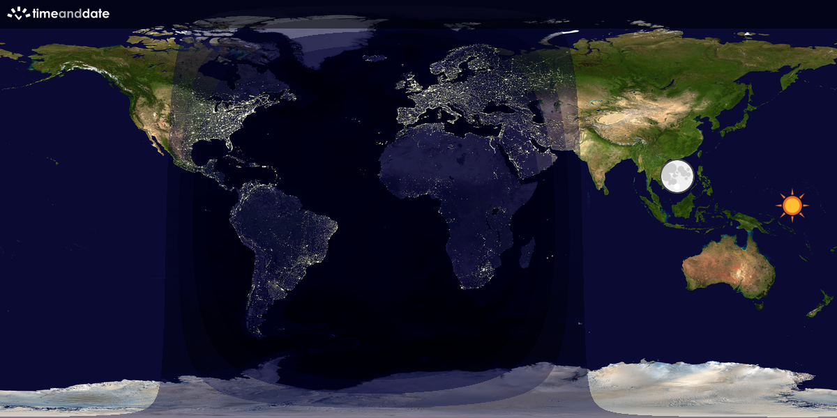 Verdenskart som viser dag og natt 