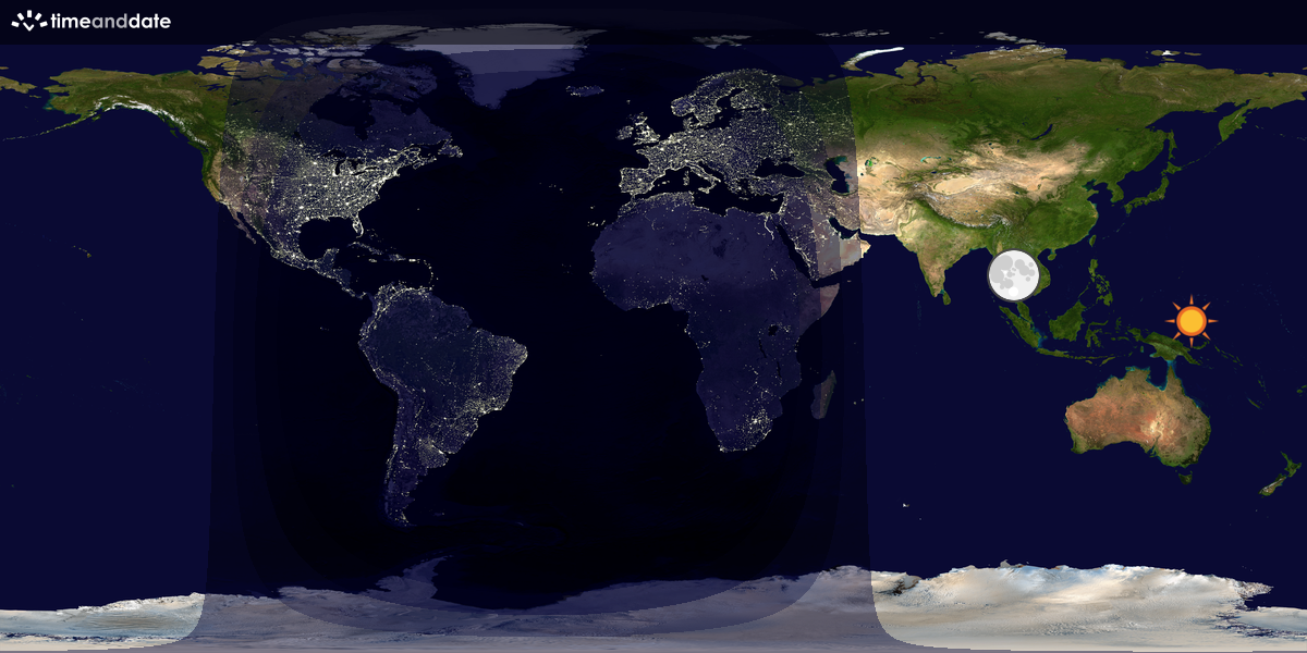 Verdenskart som viser dag og natt 