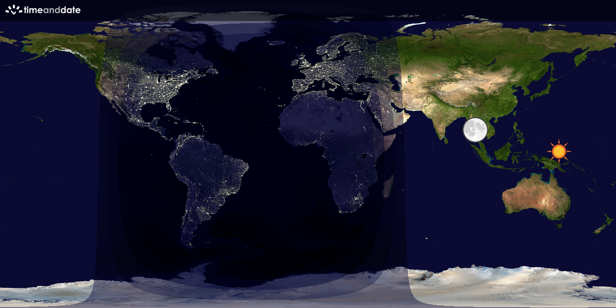 Verdenskart som viser dag og natt 