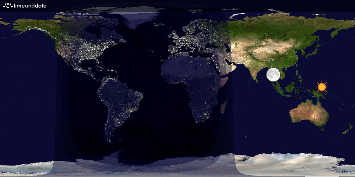 Verdenskart som viser dag og natt 