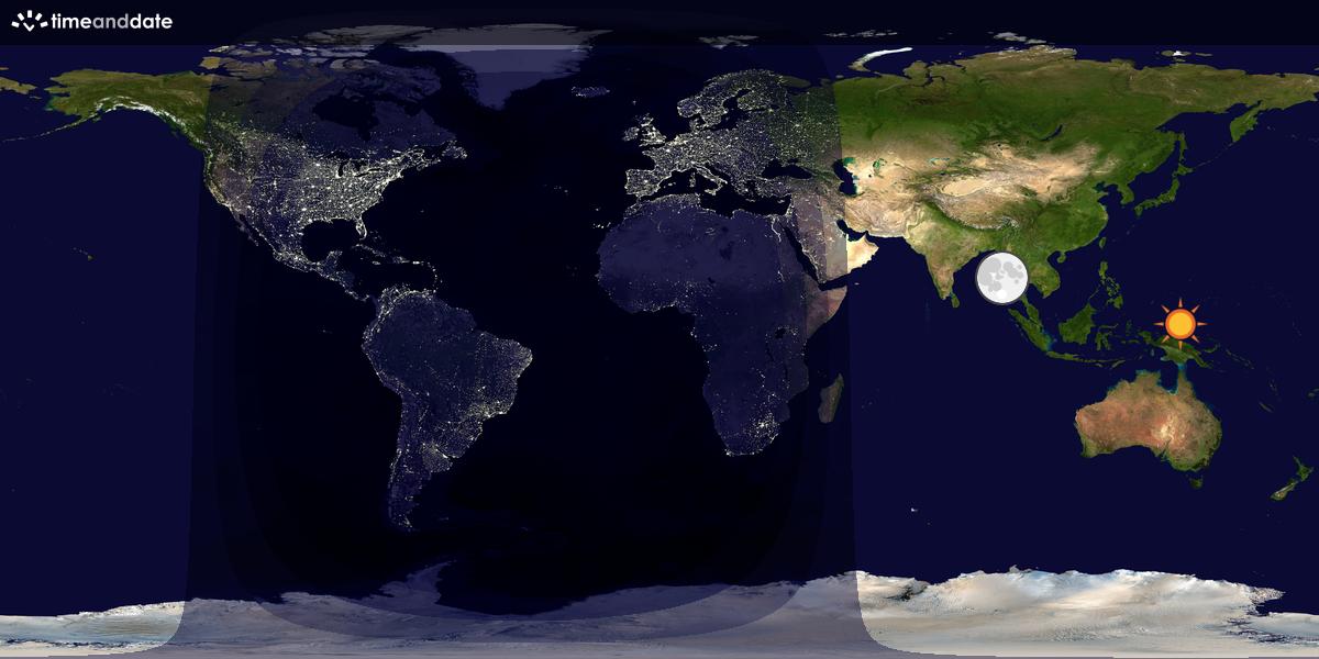 Verdenskart som viser dag og natt 