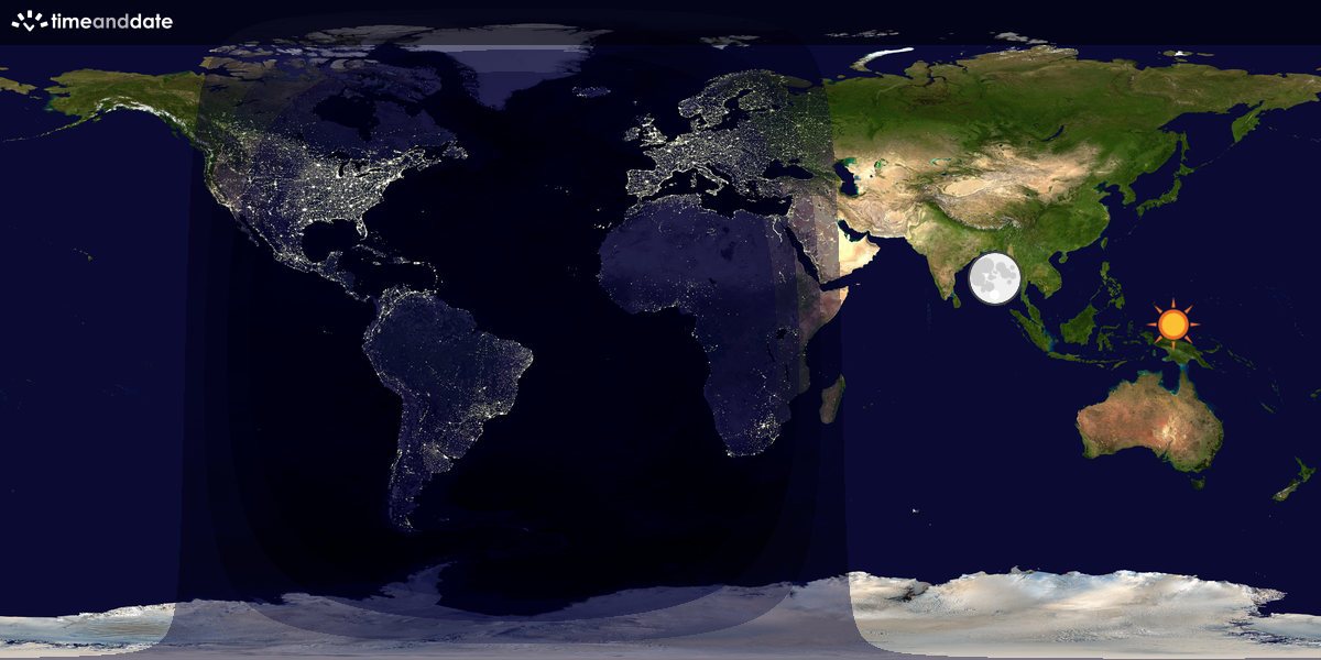 Verdenskart som viser dag og natt 