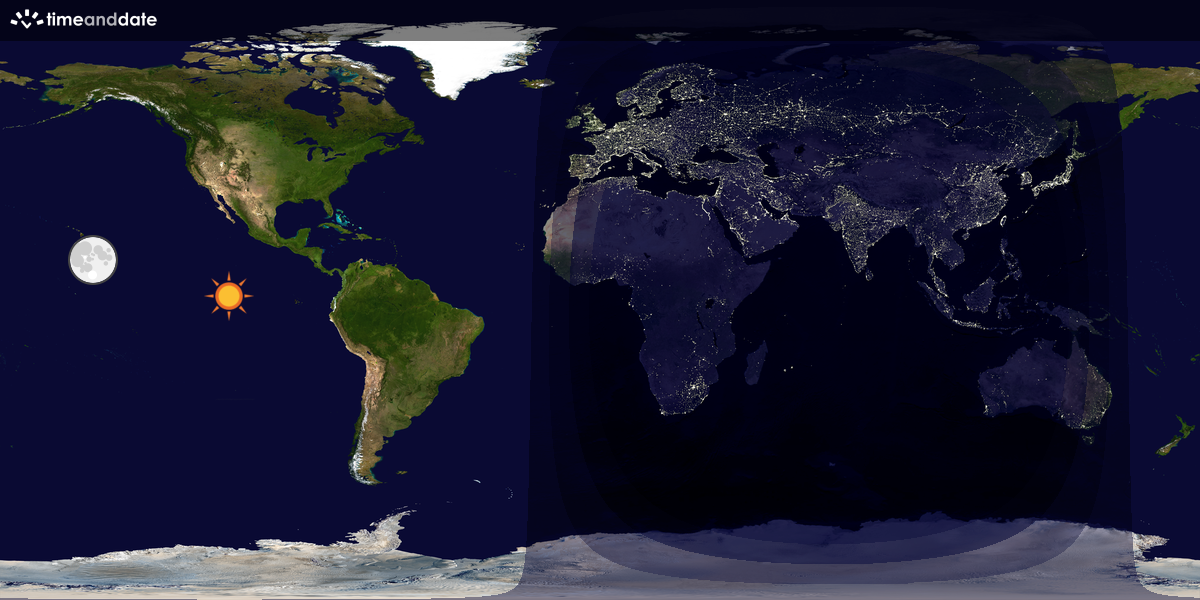 Verdenskart som viser dag og natt 