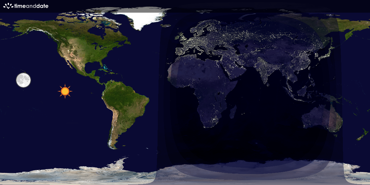 Verdenskart som viser dag og natt 