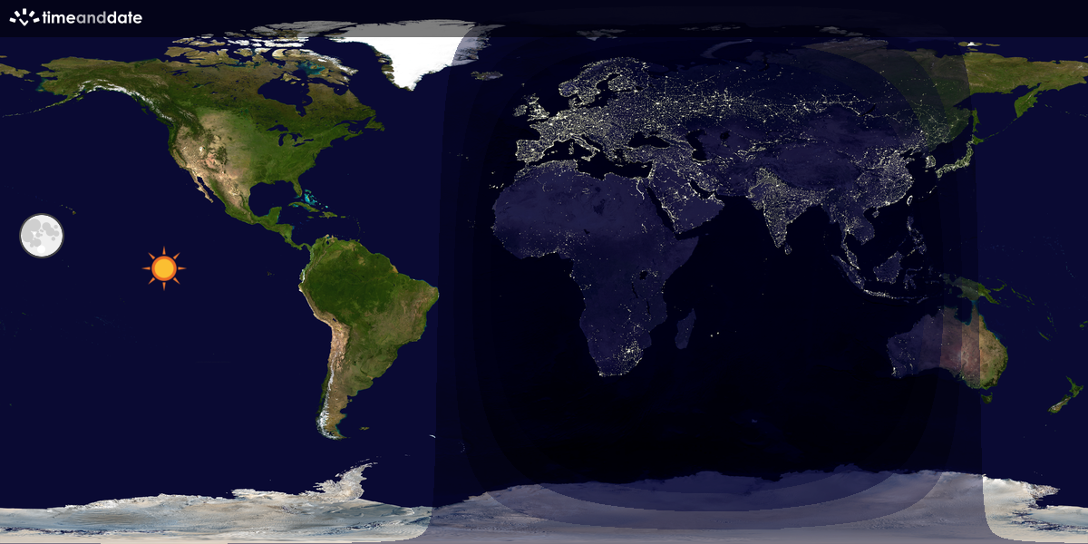 Verdenskart som viser dag og natt 