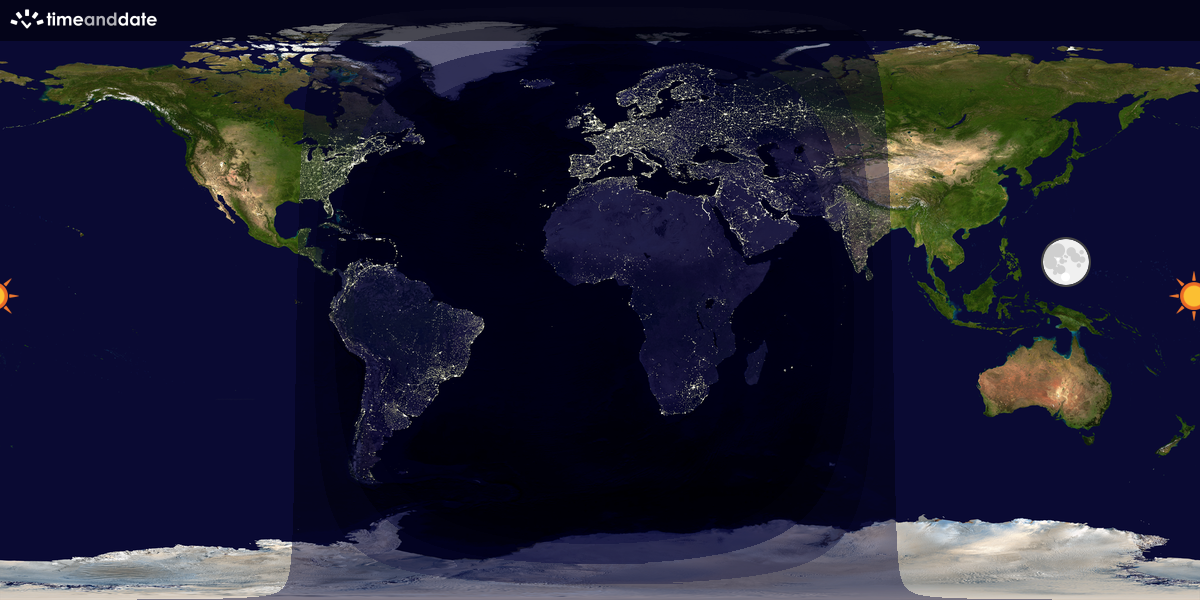 Verdenskart som viser dag og natt 