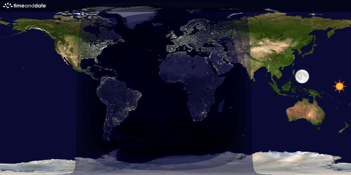 Verdenskart som viser dag og natt 