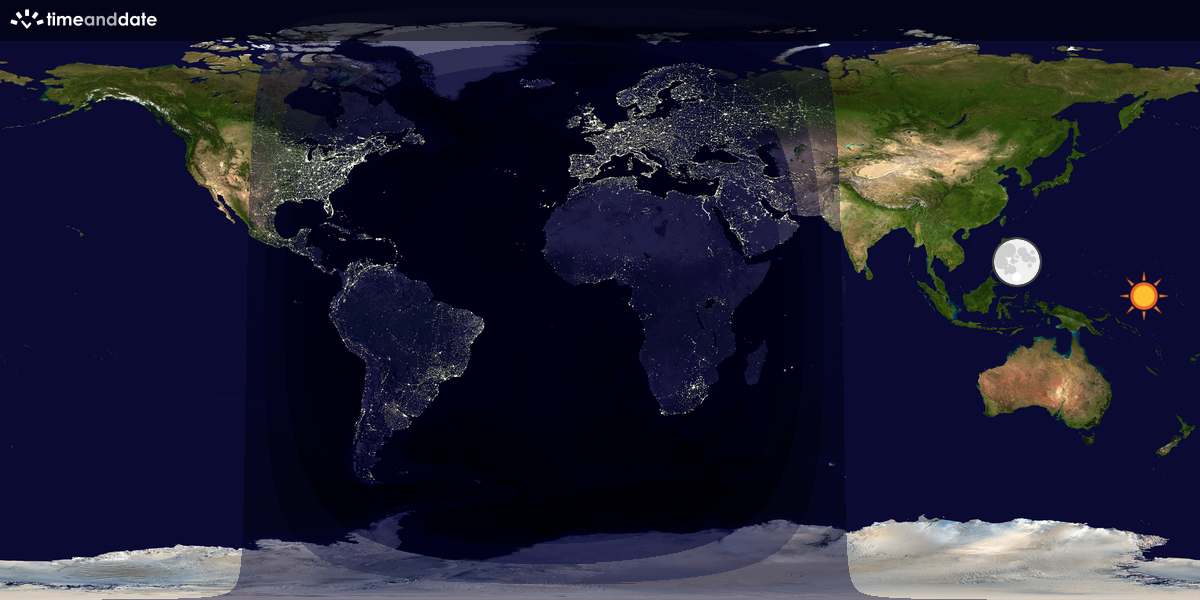 Verdenskart som viser dag og natt 