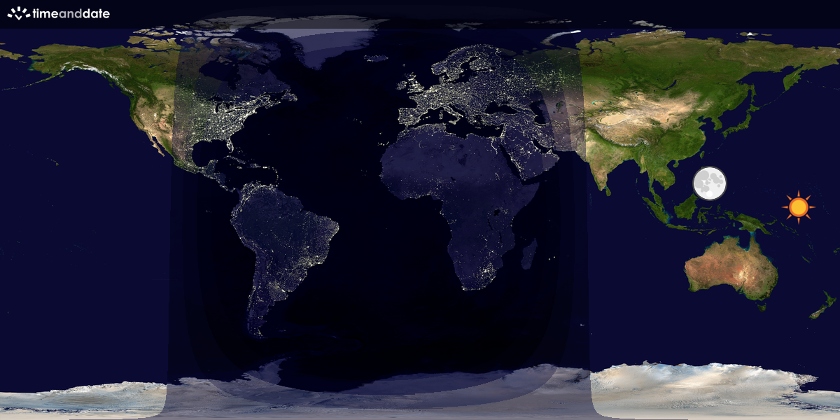 Verdenskart som viser dag og natt 