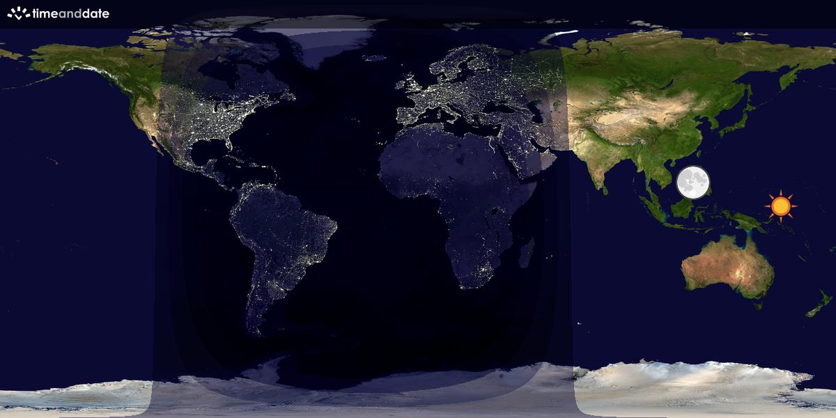 Verdenskart som viser dag og natt 