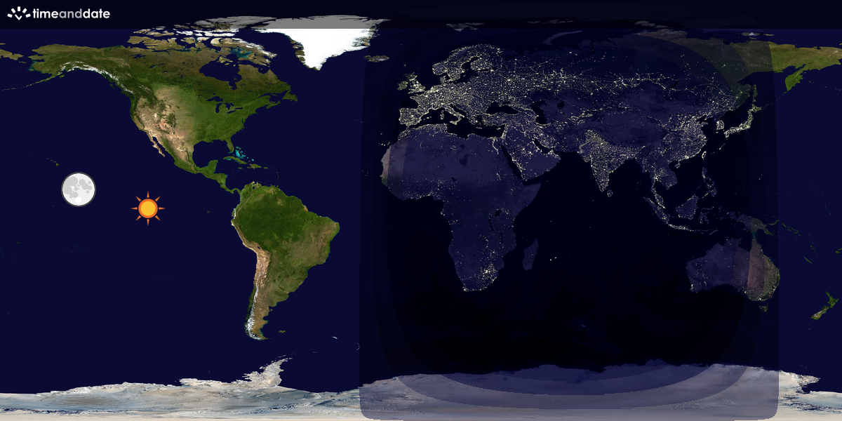 Verdenskart som viser dag og natt 