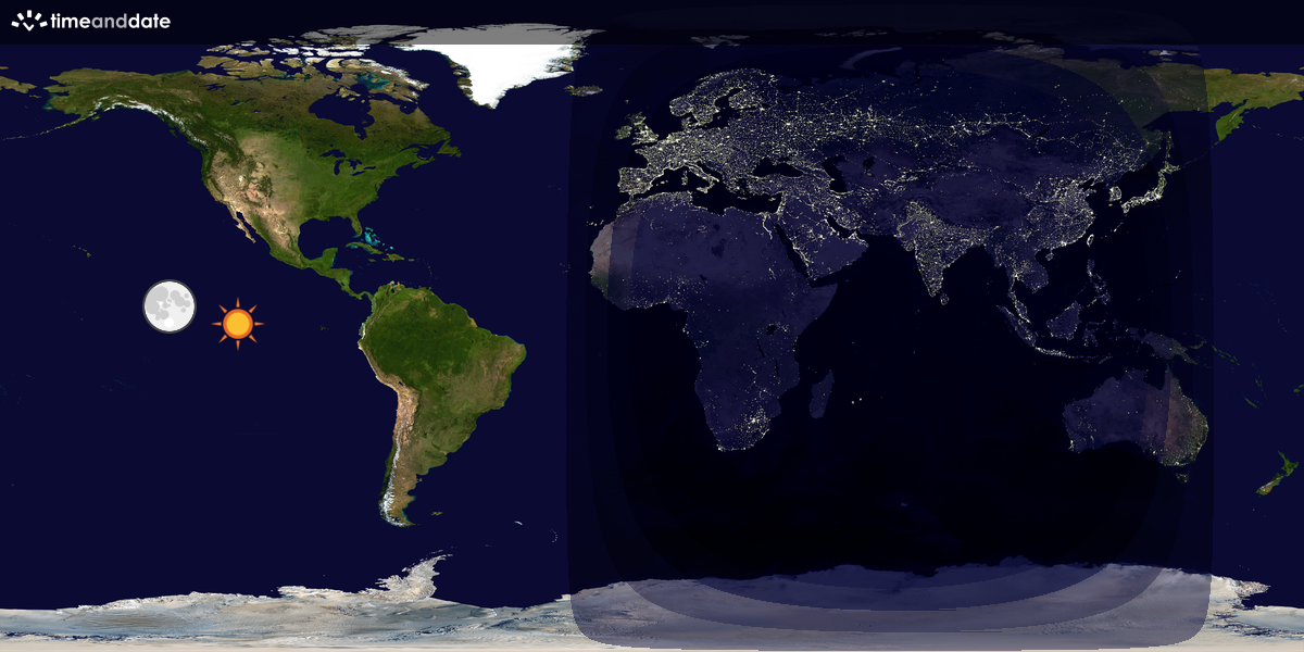 Verdenskart som viser dag og natt 