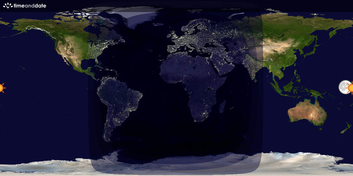 Verdenskart som viser dag og natt 