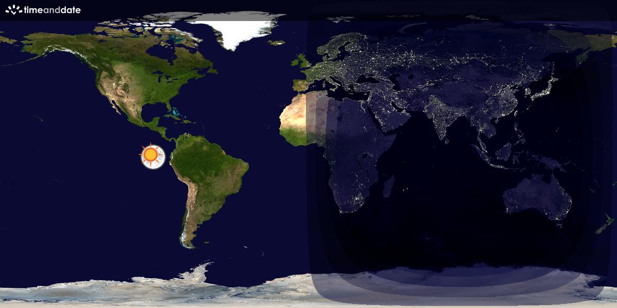 Verdenskart som viser dag og natt 