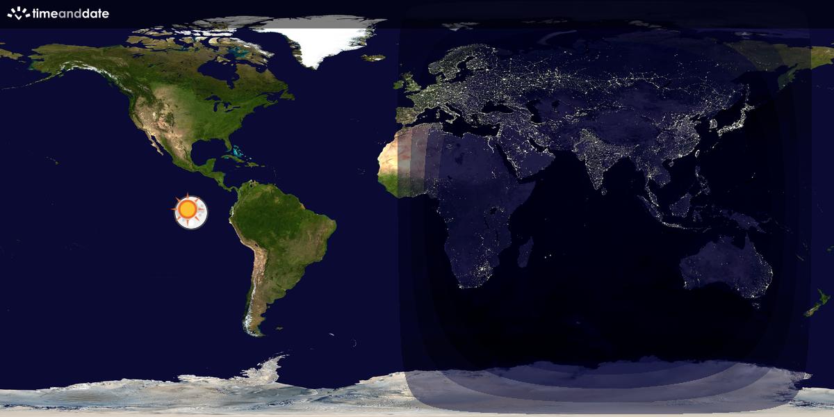 Verdenskart som viser dag og natt 