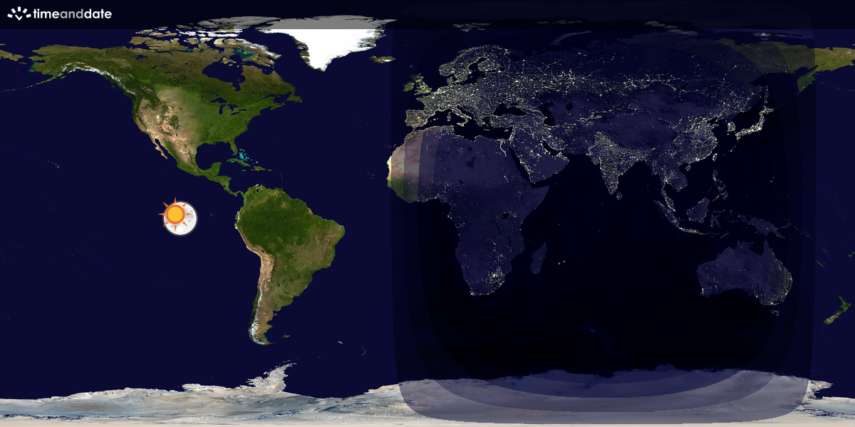 Verdenskart som viser dag og natt 