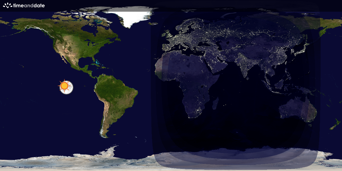 Verdenskart som viser dag og natt 