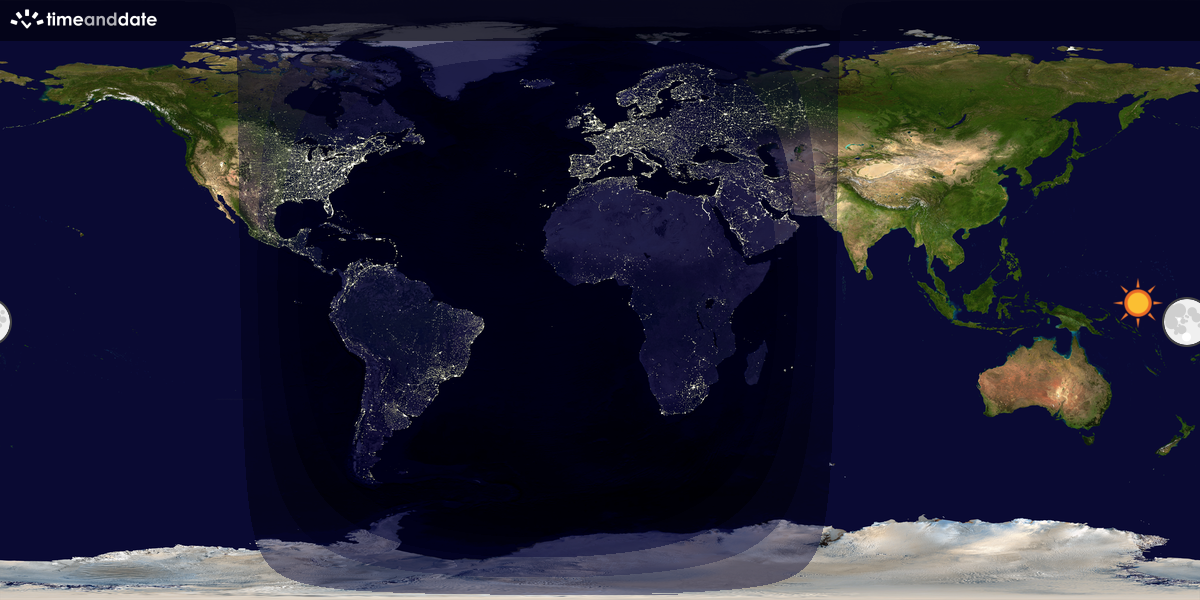 Verdenskart som viser dag og natt 