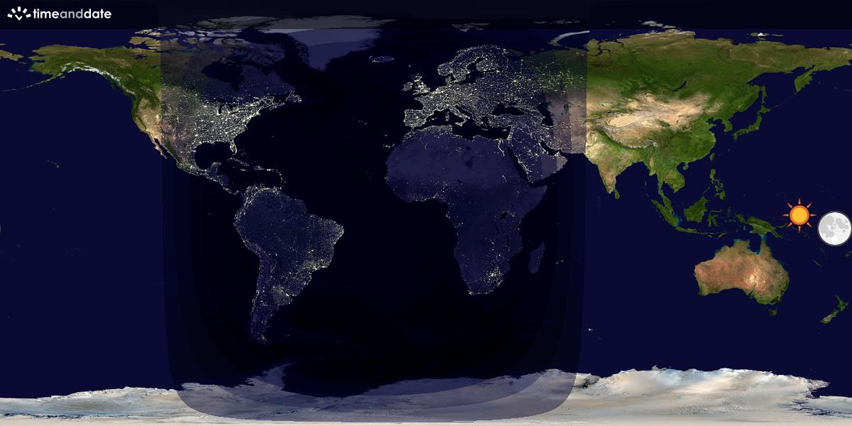 Verdenskart som viser dag og natt 