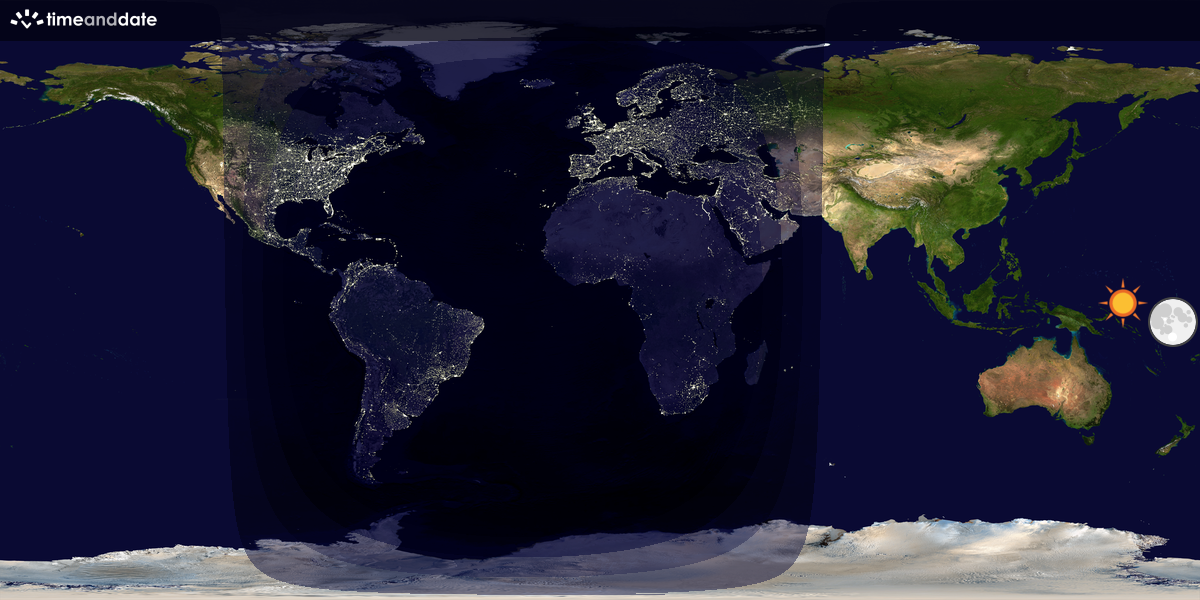 Verdenskart som viser dag og natt 
