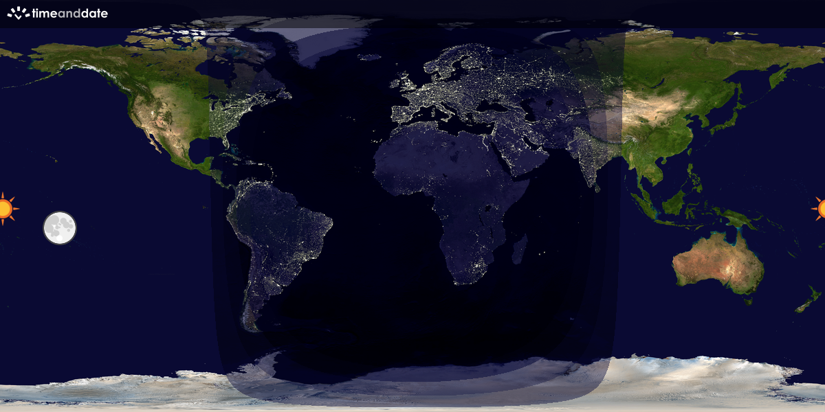 Verdenskart som viser dag og natt 