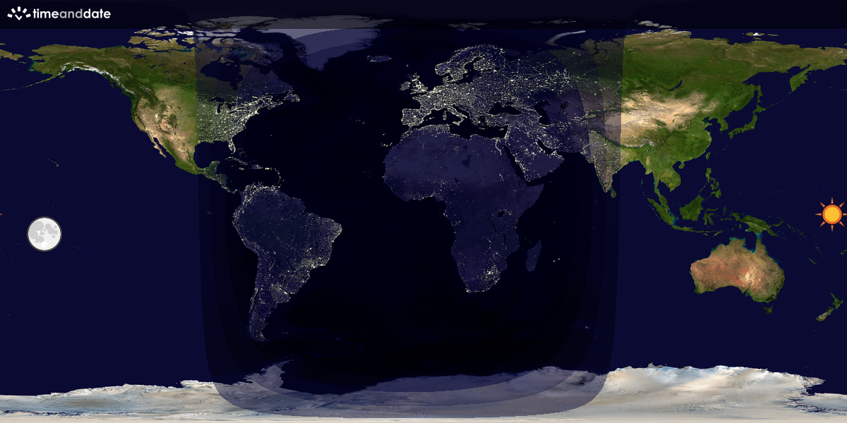 Verdenskart som viser dag og natt 