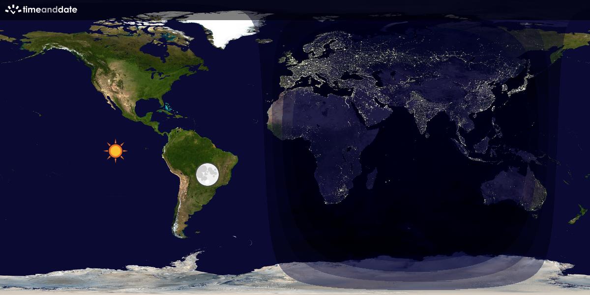 Verdenskart som viser dag og natt 