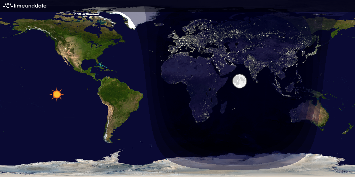 Verdenskart som viser dag og natt 