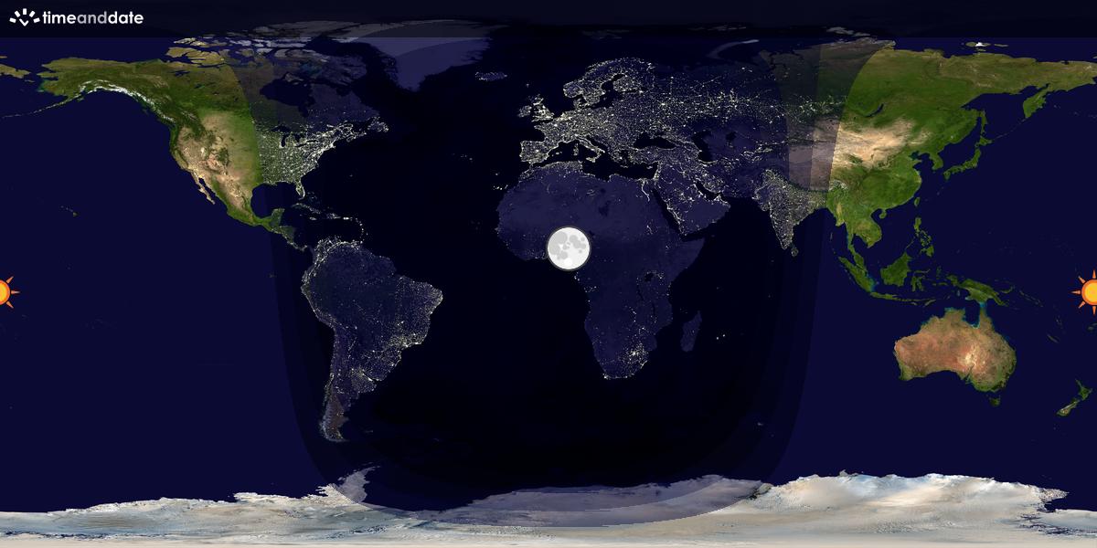 Verdenskart som viser dag og natt 