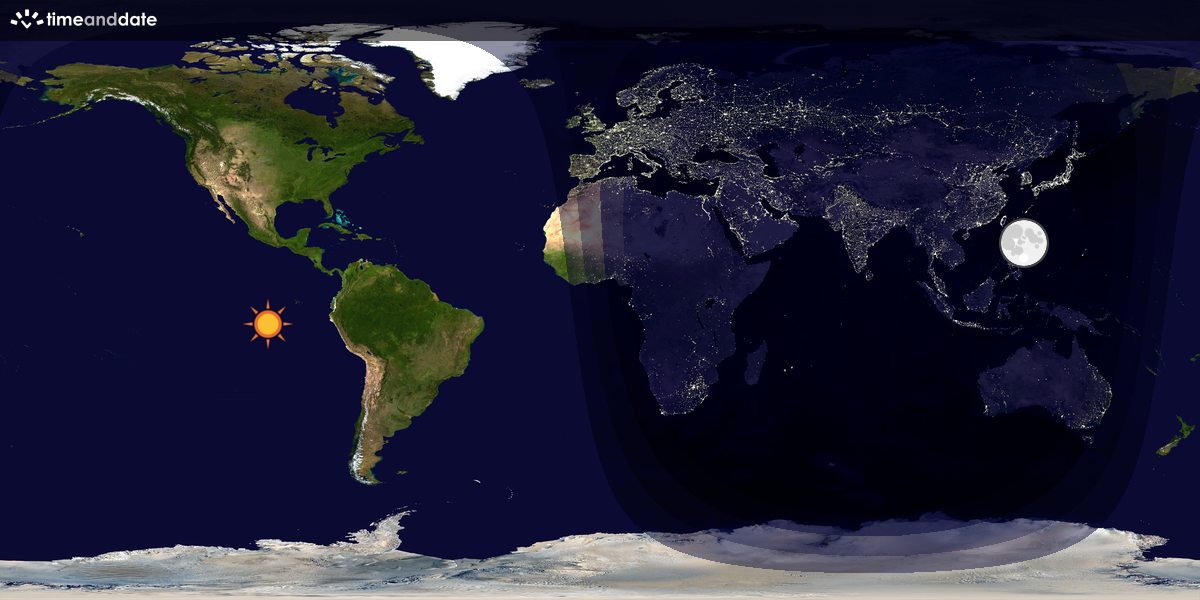 Verdenskart som viser dag og natt 