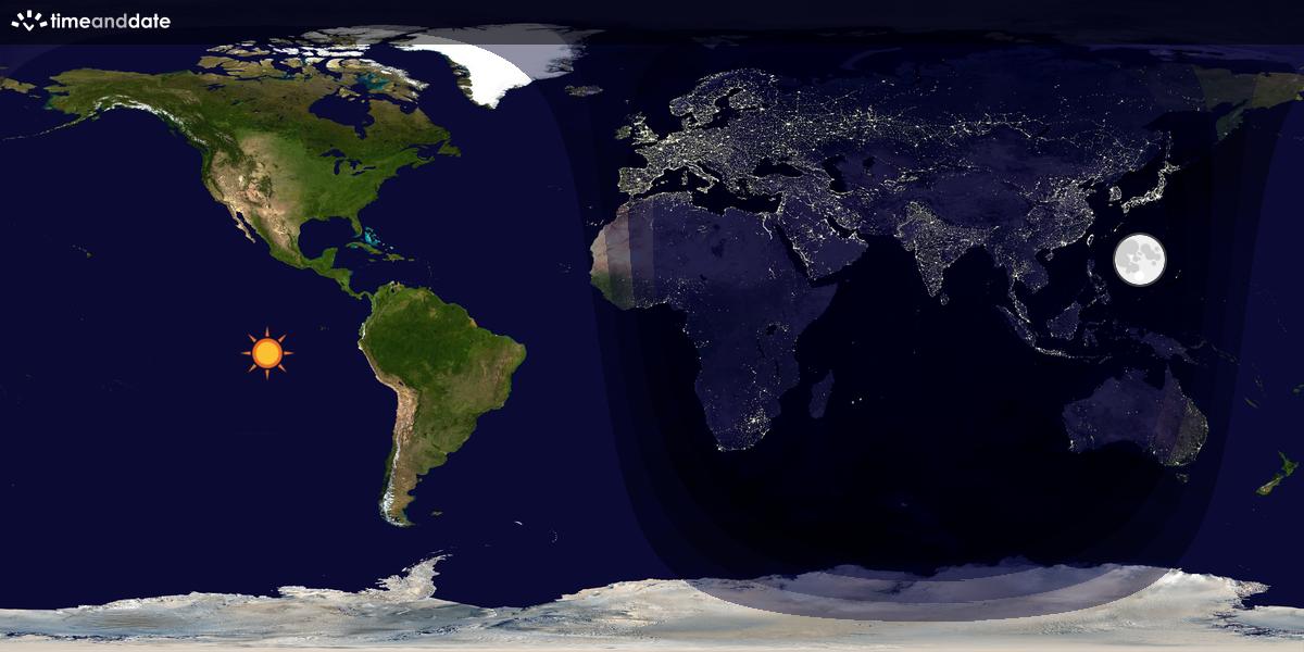Verdenskart som viser dag og natt 