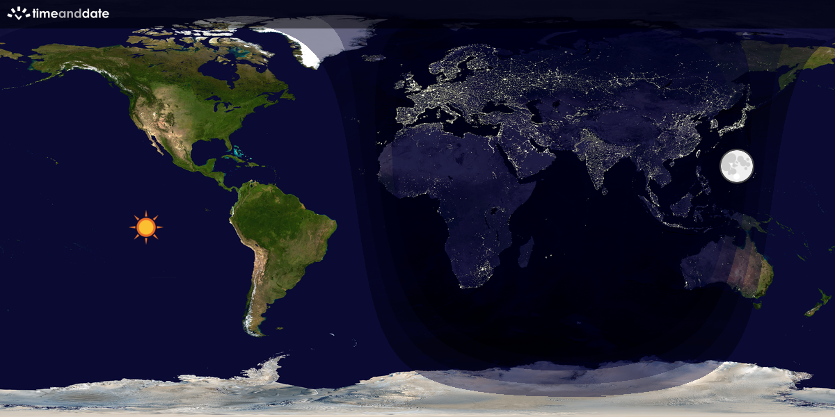 Verdenskart som viser dag og natt 