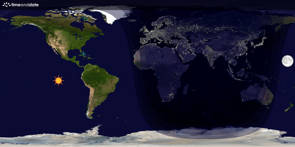 Verdenskart som viser dag og natt 