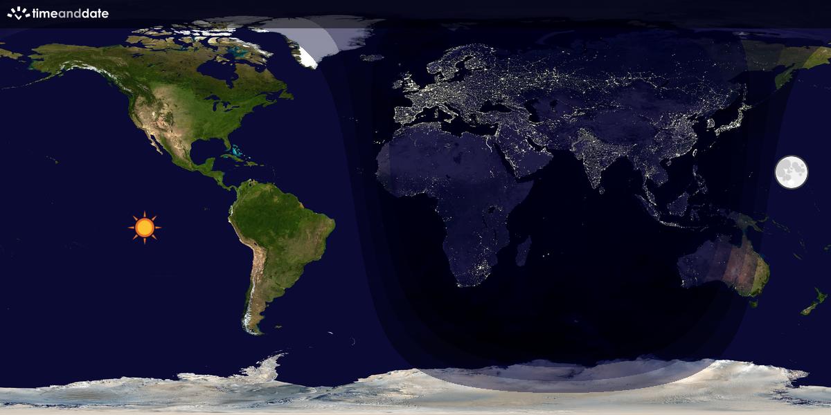 Verdenskart som viser dag og natt 