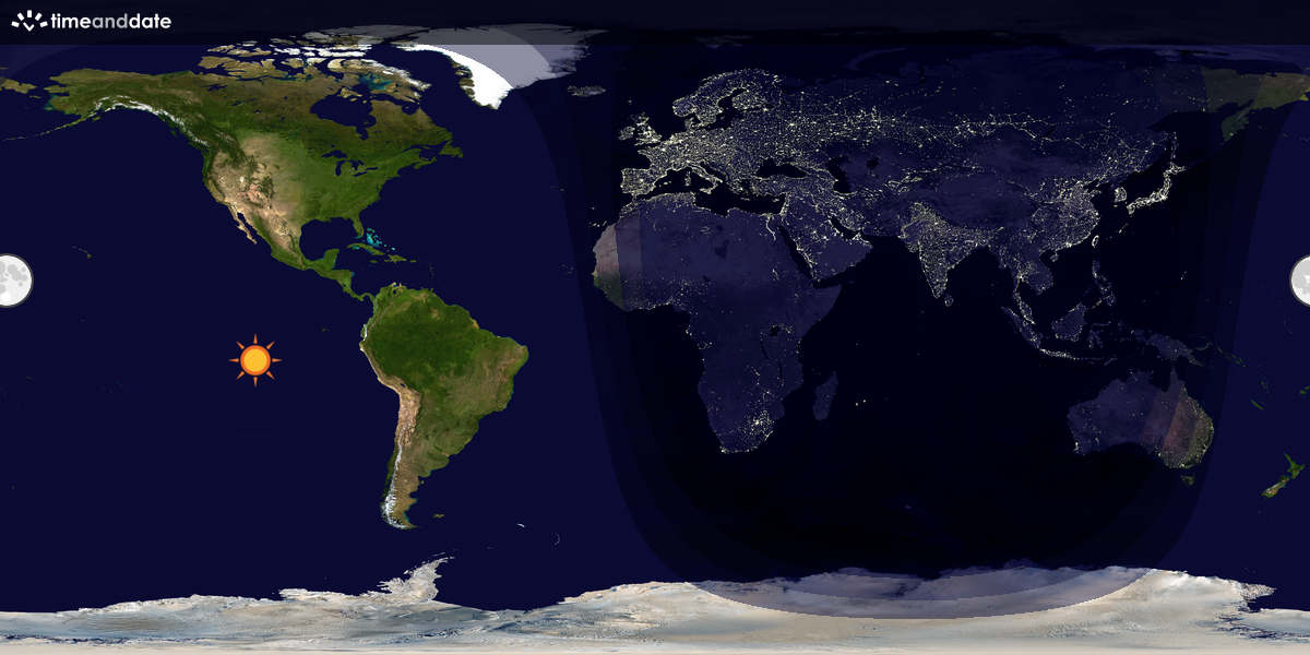 Verdenskart som viser dag og natt 