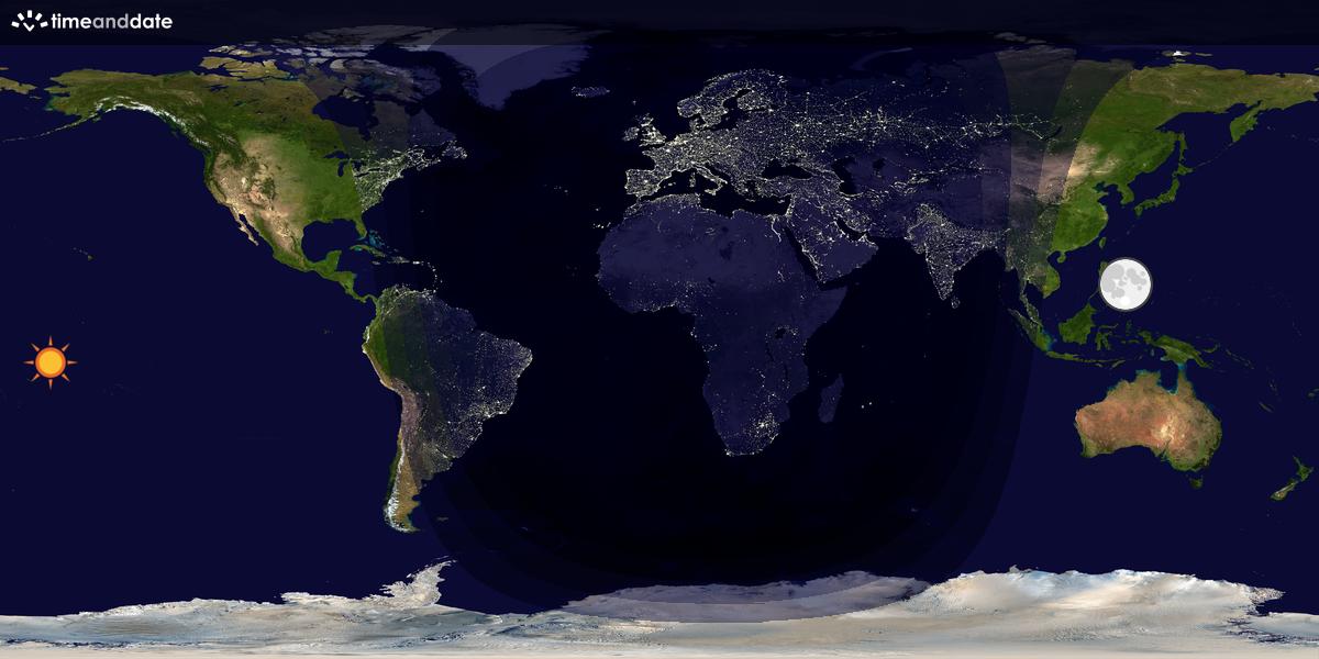 Verdenskart som viser dag og natt 