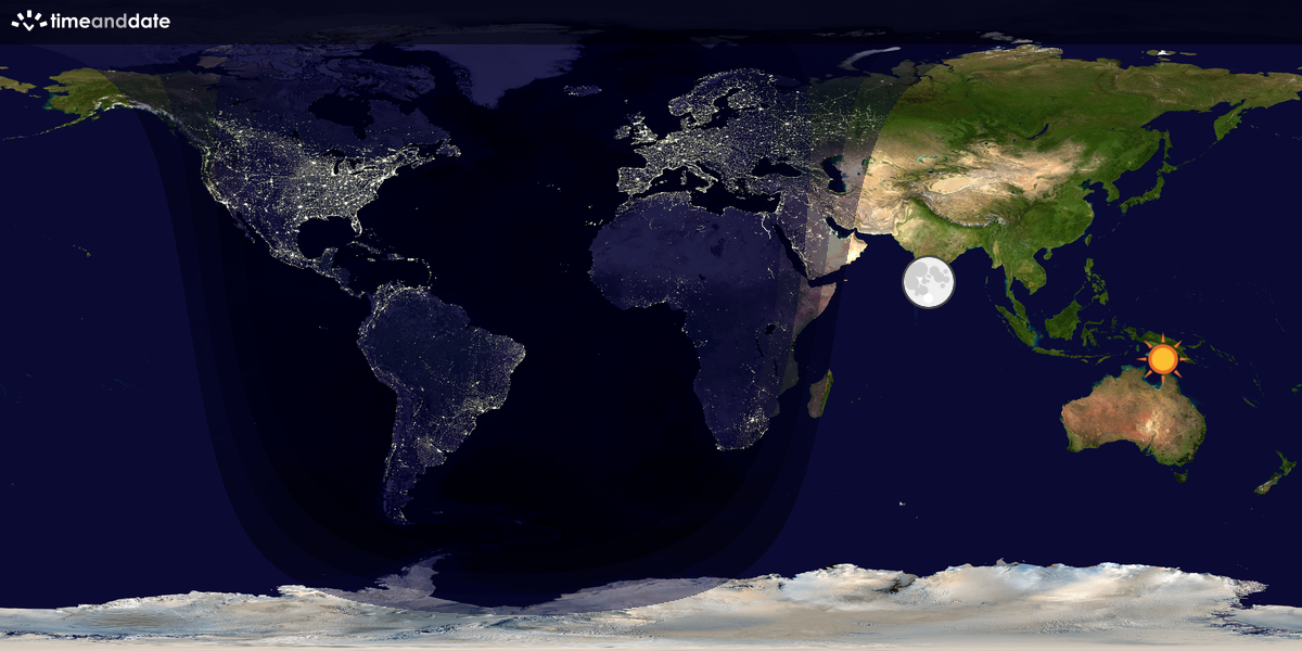 Verdenskart som viser dag og natt 
