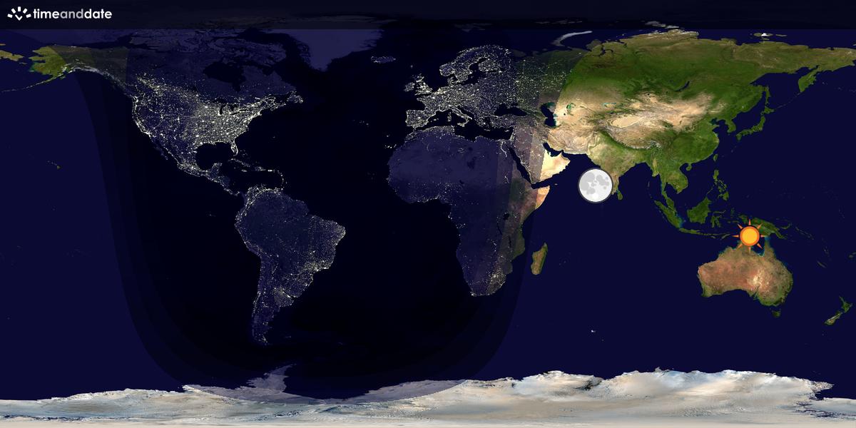 Verdenskart som viser dag og natt 