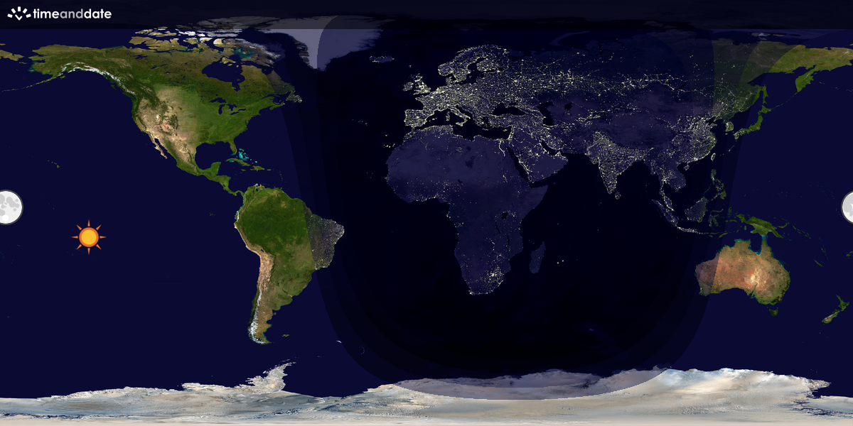 Verdenskart som viser dag og natt 