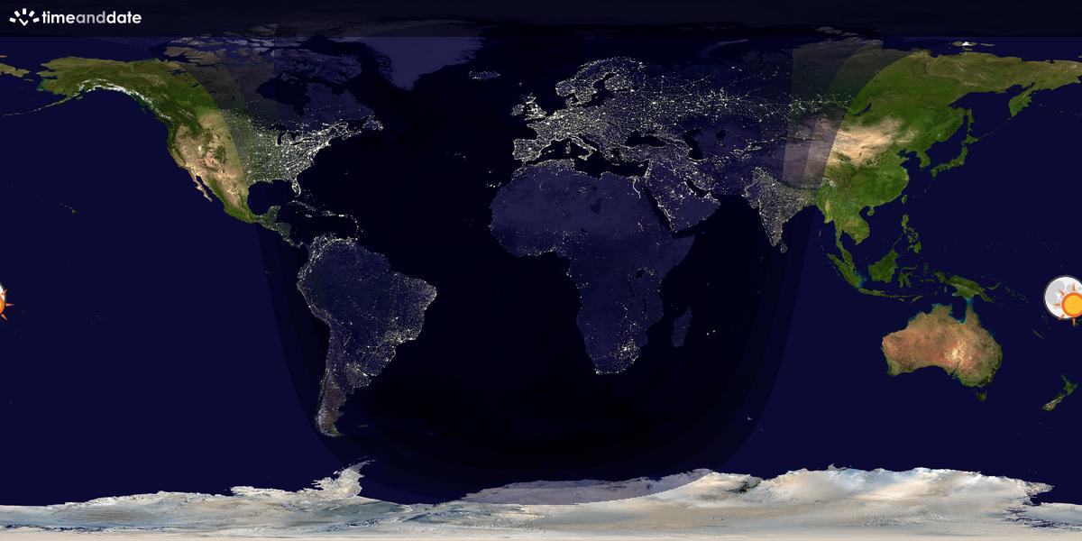 Verdenskart som viser dag og natt 