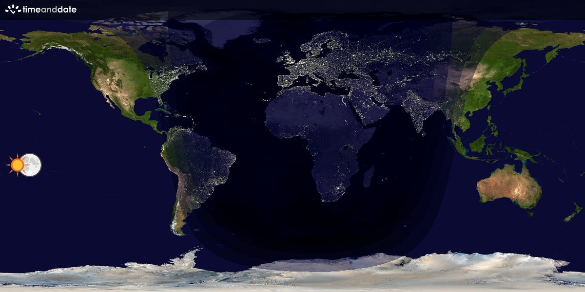 Verdenskart som viser dag og natt 